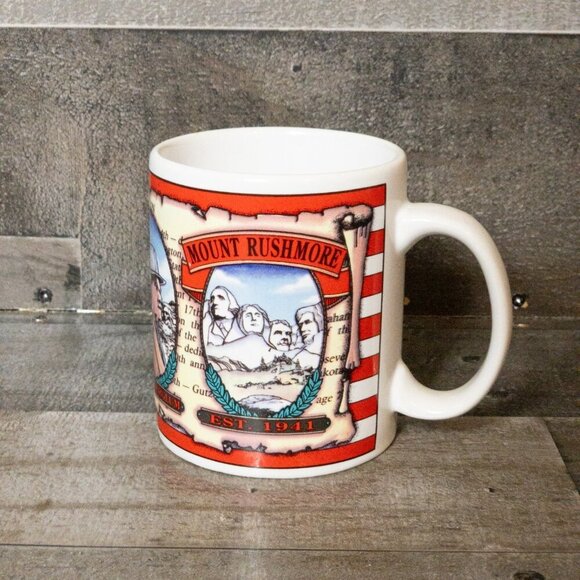 MOUNT RUSHMORE CONSTRUCTION BLACK HILLS SOUTH DAKOTA COFFEE MUG DINER VTG RETRO - Picture 1 of 6